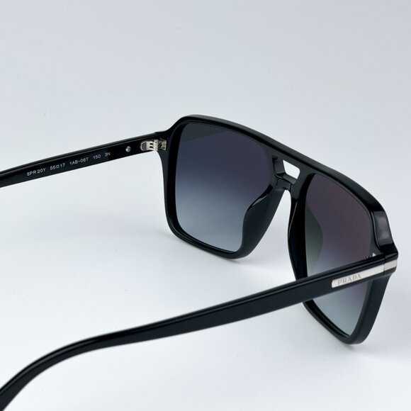 Prada PR20YS 1AB06T BRAND NEW Sunglasses Black Grey Unisex Pilot - Picture 9 of 10